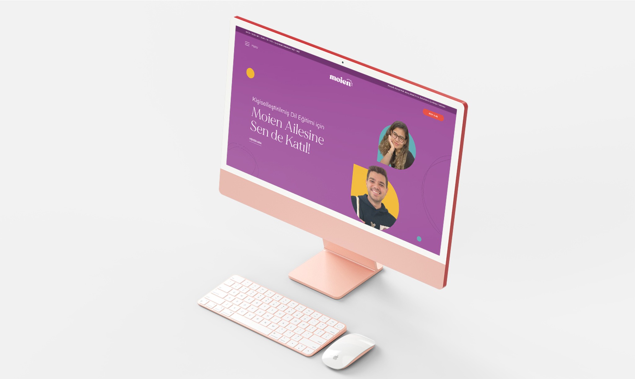 mockup of Moien Academy's website on an iMac