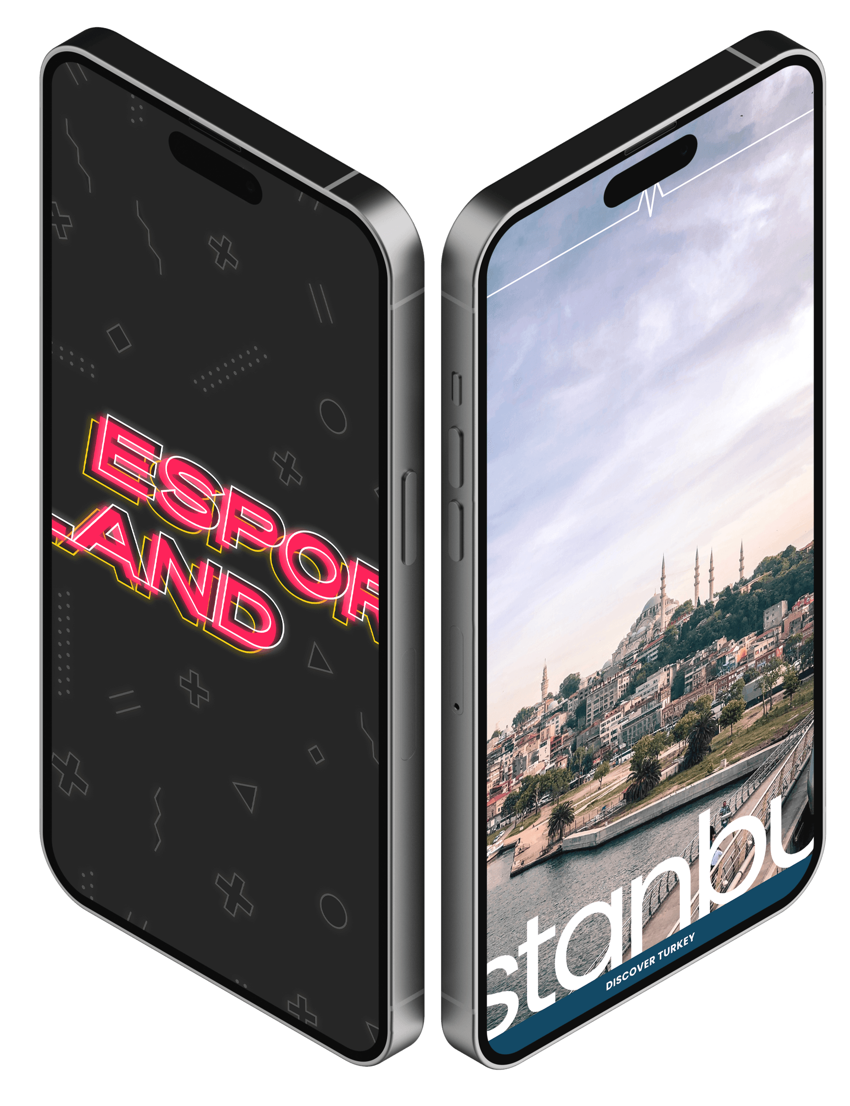 two phones with social media story designs