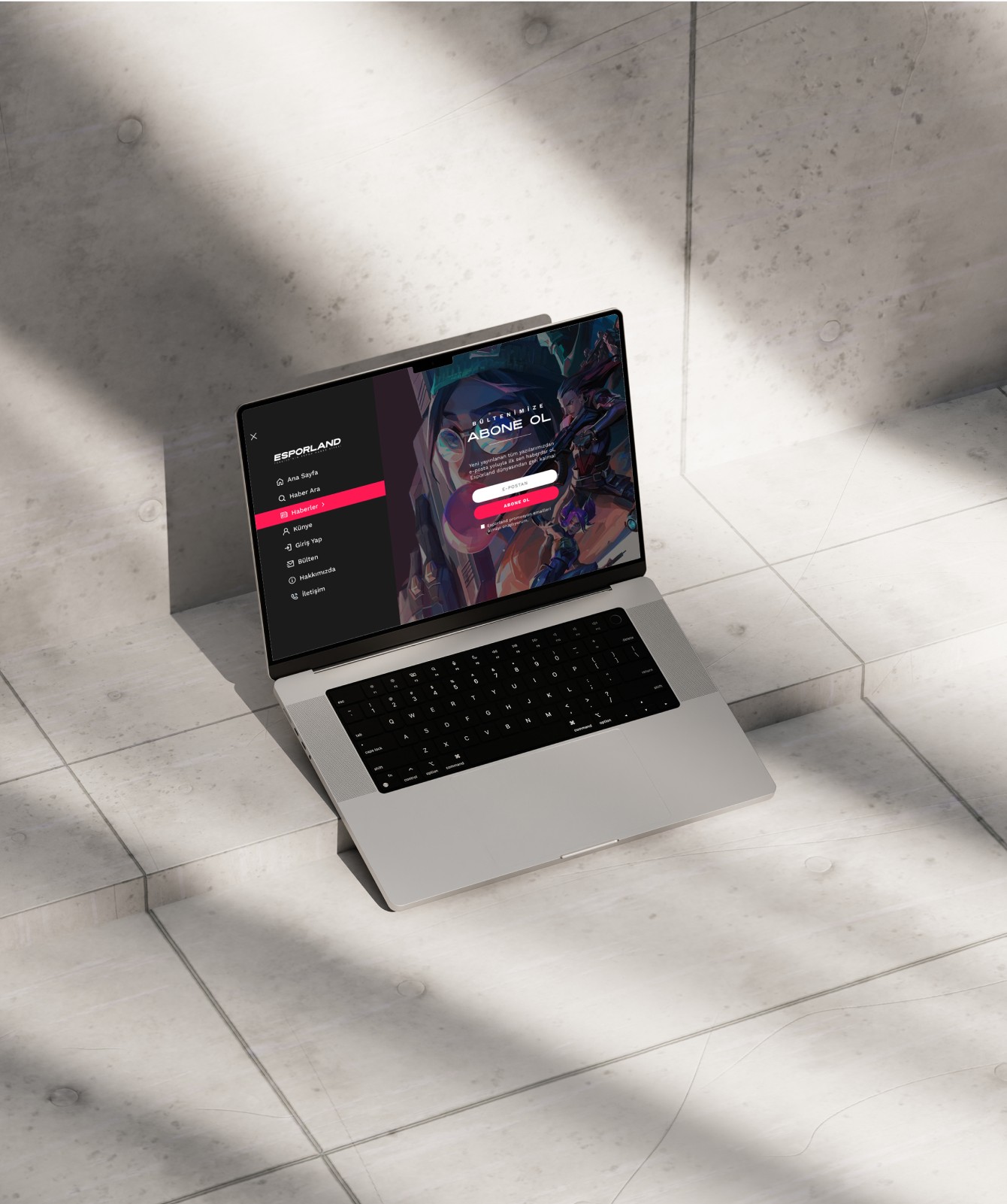 mockup of a website on a Macbook