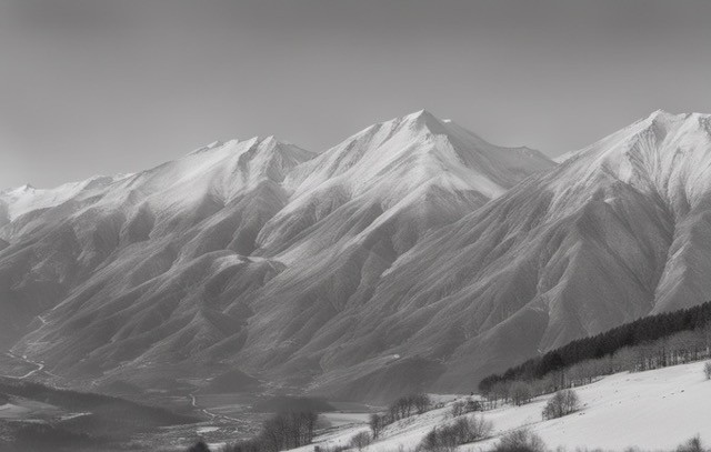 landscape with mountains in winter