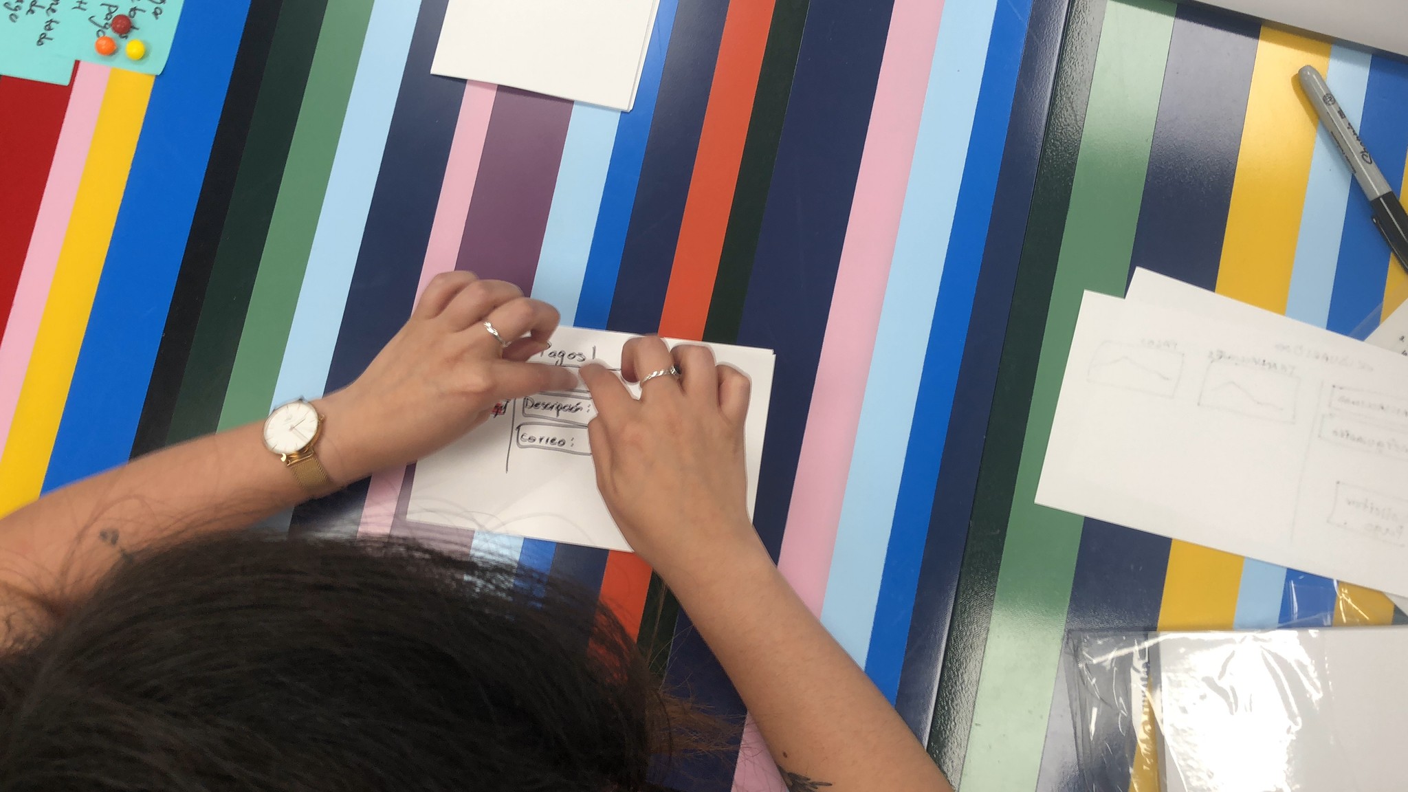 Image of hand drawn wireframes